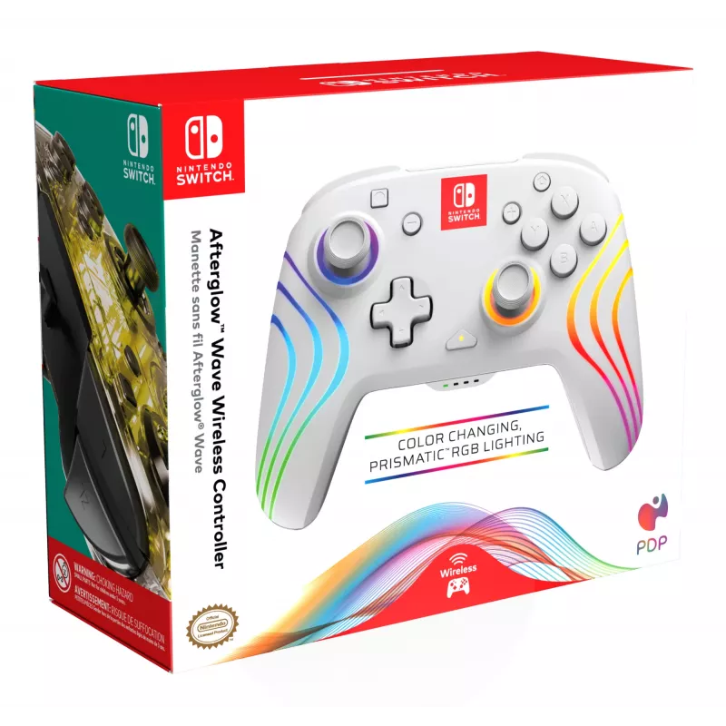 PDP Afterglow Wave baltas žaidimų pultas analoginis / skaitmeninis Nintendo Switch, Nintendo Switch OLED