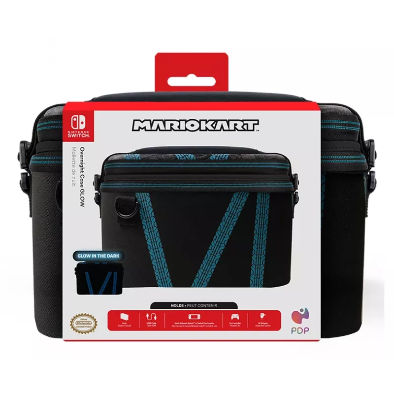 Kietas dėklas PDP Nintendo Switch Kart Drift Overnight Case GLOW Juoda Blue