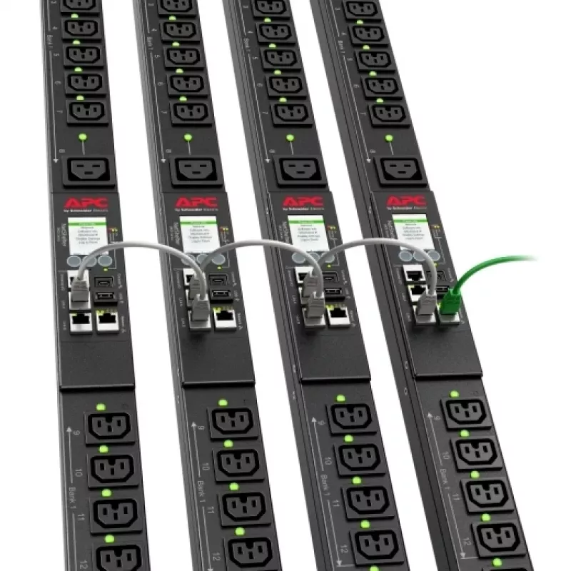 Maitinimo paskirstymo įrenginys APC NetShelter 9000 PDU 24 kintamosios srovės lizdai (C13/C15/C19/C21), NEMA L6-20P, 200–208 V, 20 A, vertikalus 0U, juodas