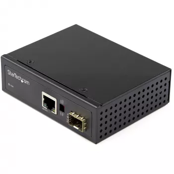 StarTech.com pramoninis optinio pluošto į eternetą medijos keitiklis - 10/100/1000 Mbps SFP į RJ45/Cat6 - vienmodis/daugiamodis optinis pluoštas į varinį gigabitinį tinklą - 12-56V DC - IP-30/ -40 iki +75°C