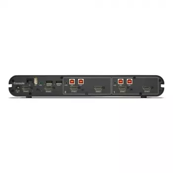 KVM komutatorius Belkin Universal 2nd Gen — 2 prievadų saugus KVM, HDMI/DisplayPort, 4K@60Hz, USB klaviatūra / pelė, juodas, montuojamas ant stovo