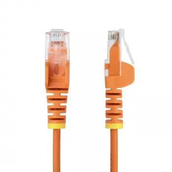 StarTech.com 2 m oranžinis plonas CAT6 eterneto kabelis, be užkabinimų, 100 W PoE, UTP, LSZH, 28AWG gryno vario viela, plonas RJ45 tinklo kabelis su įtempimo mažinimo elementais, individualiai testuotas