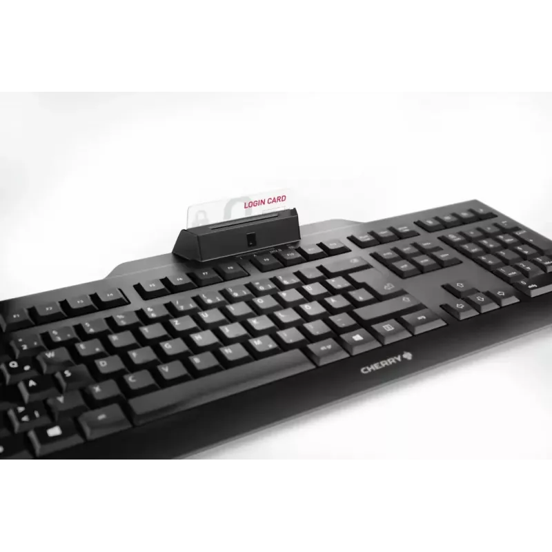 Laidinė Cherry KC 1000 SC pilno dydžio USB klaviatūra, QWERTZ išdėstymas, 109 klavišai, 1,8 m laidas, juoda