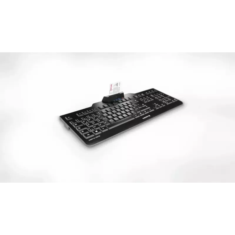Laidinė Cherry KC 1000 SC pilno dydžio USB klaviatūra, QWERTZ išdėstymas, 109 klavišai, 1,8 m laidas, juoda