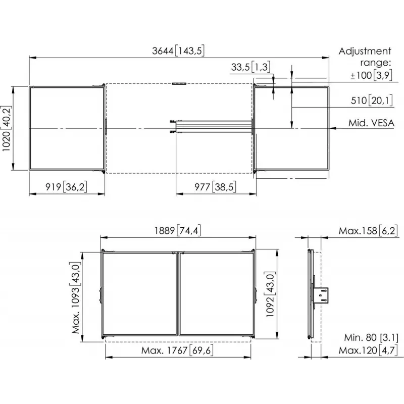 Vogel's RISE WBS75 Whiteboard set 75 inch for RISE 2xxx & RISE 4xxx