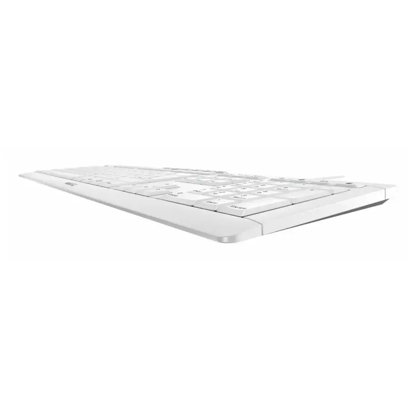 Cherry viso dydžio laidinė klaviatūra Stream — QWERTZ išdėstymas, žirkliniai jungikliai, USB, 1,8 m kabelis, šviesiai pilka