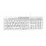 Cherry viso dydžio laidinė klaviatūra Stream — QWERTZ išdėstymas, žirkliniai jungikliai, USB, 1,8 m kabelis, šviesiai pilka