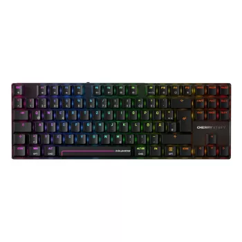 Belaidė žaidimų klaviatūra CHERRY MX 8.2 Pro TMR — Tenkeyless, QWERTZ vokiška, USB + RF + Bluetooth, RGB, 88 klavišai, juoda