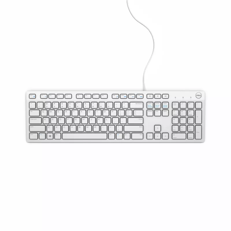 DELL Laidinė klaviatūra - KB216 - Vokiška (QWERTZ) - Balta, pilno dydžio (100 %), laidinė, USB, QWERTZ, balta