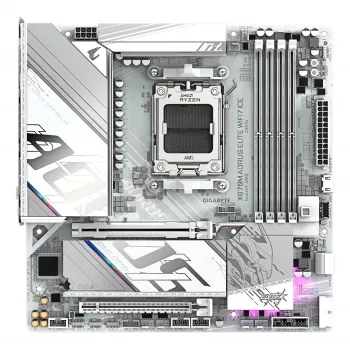 GIGABYTE pagrindinė plokštė X870M AORUS ELITE WIFI7 ICE — Micro ATX, AMD X870, lizdas AM5, DDR5 iki 8200MHz (O.C), 14+2+2 VRM, PCIe 5.0, Wi‑Fi 7, 2.5 GbE, USB4