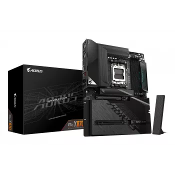 GIGABYTE X870 AORUS STEALTH pagrindinė plokštė – palaiko AMD Ryzen 9000 procesorius, 16+2+2 fazių skaitmeninis VRM, iki 8200Hz DDR5 (OC), 2xPCIe 5.0 + 2xPCIe 4.0, Wi-Fi 7, 5 GbE LAN, USB 4
