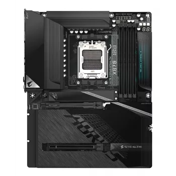 GIGABYTE X870 AORUS STEALTH pagrindinė plokštė – palaiko AMD Ryzen 9000 procesorius, 16+2+2 fazių skaitmeninis VRM, iki 8200Hz DDR5 (OC), 2xPCIe 5.0 + 2xPCIe 4.0, Wi-Fi 7, 5 GbE LAN, USB 4