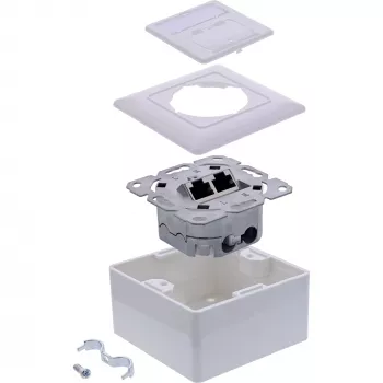 Kištukinis lizdas InLine 76842A 2 x RJ-45 baltas tinklo kabelis Cat 6a