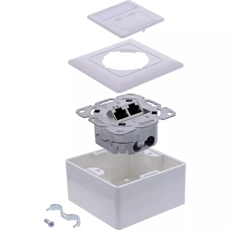 Kištukinis lizdas InLine 76842A 2 x RJ-45 baltas tinklo kabelis Cat 6a