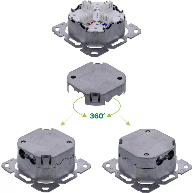 Kištukinis lizdas InLine 76842A 2 x RJ-45 baltas tinklo kabelis Cat 6a