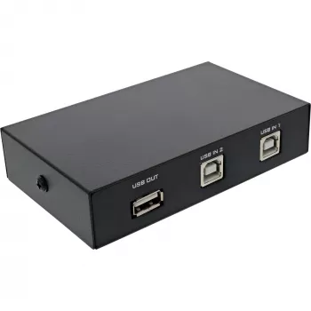 InLine USB 2.0 rankinis perjungiklis, USB-A įrenginys prie 2 kompiuterių, 75 mm, 115 mm, 25 mm, 128 g, 75 x 115 x 25 mm, 90 mm