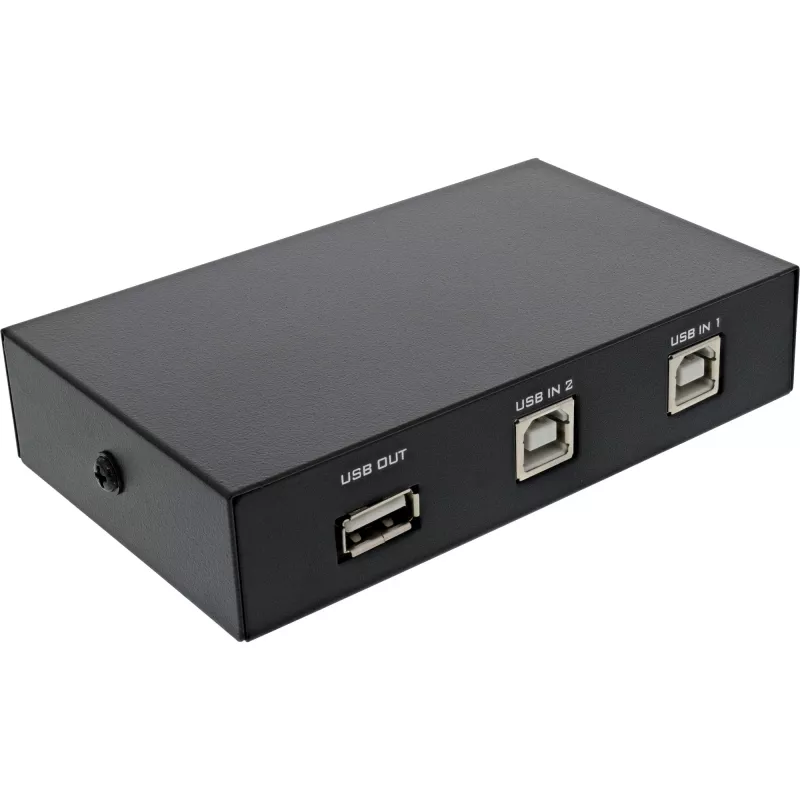 InLine USB 2.0 rankinis perjungiklis, USB-A įrenginys prie 2 kompiuterių, 75 mm, 115 mm, 25 mm, 128 g, 75 x 115 x 25 mm, 90 mm