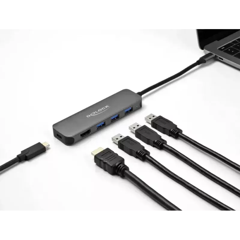 DeLOCK 64171 nešiojamojo kompiuterio dokas USB 3.2 Gen 1 Type-C 85 W Pilka