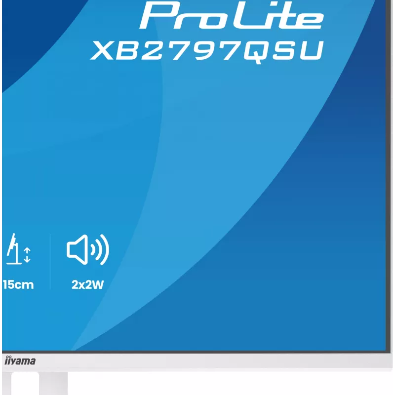 27 colių IIYAMA ProLite XB2797QSU-W1 IPS Quad HD (2560x1440) LED monitorius, 178° žiūrėjimo kampas, USB 3.2 šakotuvas, garsiakalbiai, VESA, reguliuojamas aukštis, baltas