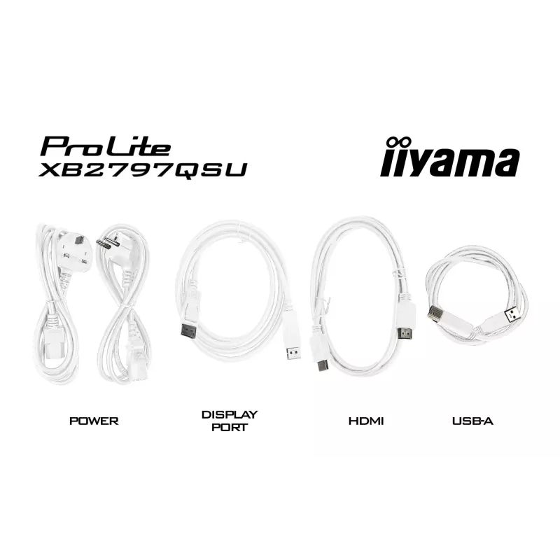 27 colių IIYAMA ProLite XB2797QSU-W1 IPS Quad HD (2560x1440) LED monitorius, 178° žiūrėjimo kampas, USB 3.2 šakotuvas, garsiakalbiai, VESA, reguliuojamas aukštis, baltas