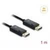 DELOCK koaksialinis DisplayPort laidas 16K 60 Hz 80 Gbps pintas apvalkalas 1 m, DisplayPort į DisplayPort, juoda