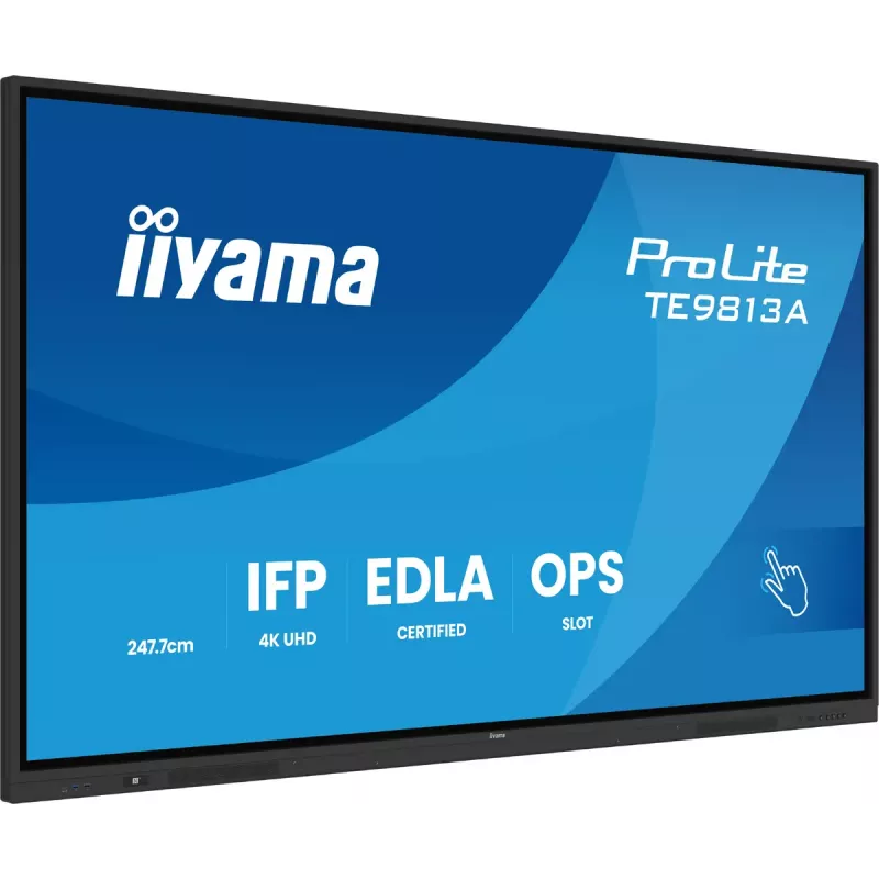 Interaktyvus plokščiasis ekranas IIYAMA TE9813A-B2AG 97,5 colio (2,48 m) 4K Ultra HD 500 cd/m² Wi‑Fi Android 24/7 Juoda