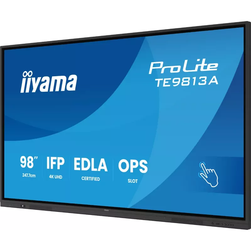 Interaktyvus plokščiasis ekranas IIYAMA TE9813A-B2AG 97,5 colio (2,48 m) 4K Ultra HD 500 cd/m² Wi‑Fi Android 24/7 Juoda