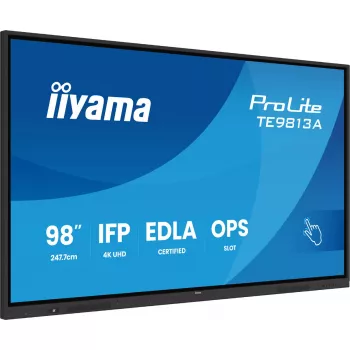 Interaktyvus plokščiasis ekranas IIYAMA TE9813A-B2AG 97,5 colio (2,48 m) 4K Ultra HD 500 cd/m² Wi‑Fi Android 24/7 Juoda
