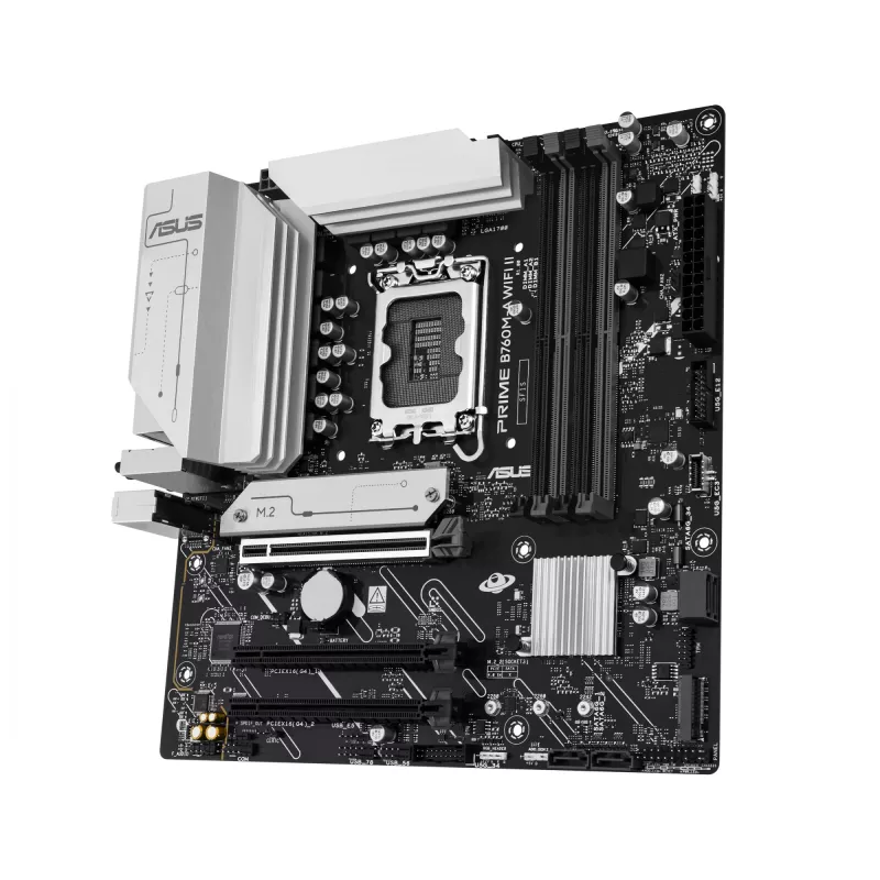 Pagrindinė plokštė ASUS PRIME B760M-A WIFI II micro ATX, Intel B760, LGA 1700, DDR5, 4 DIMM lizdai, iki 256 GB, Wi‑Fi 6E, 2,5Gb Ethernet