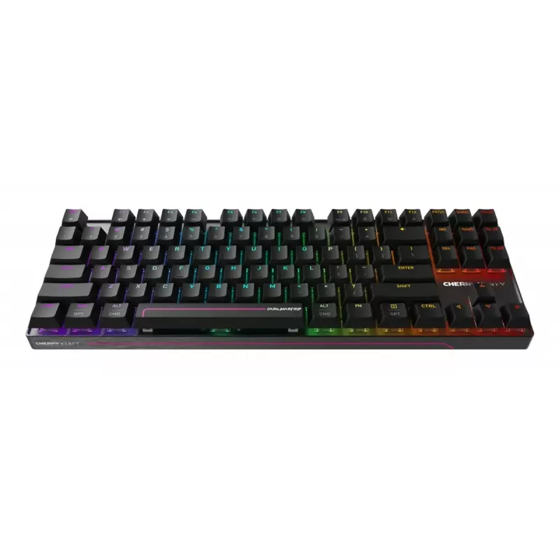 Mechaninė žaidimų klaviatūra Cherry MX 8.2 Pro TMR Wireless Tenkeyless 88 klavišai RGB USB + RF + Bluetooth QWERTY US International juoda