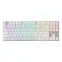 Belaidė žaidimų klaviatūra Cherry MX 8.2 Pro TMR — Tenkeyless 88 klavišų, USB + RF + Bluetooth, magnetiniai-mechaniniai jungikliai, RGB, sidabrinė/baltos spalvos