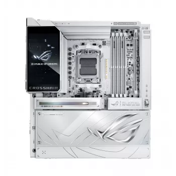 Pagrindinė plokštė ASUS ROG CROSSHAIR X870E GLACIAL — AMD X870E, lizdas AM5, E-ATX, DDR5, iki 256 GB, „Wi‑Fi 7“, 10Gb Ethernet