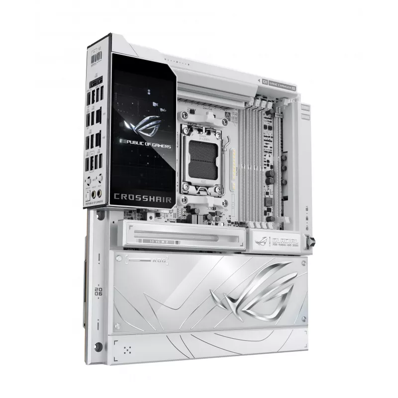 Motininė plokštė ASUS ROG CROSSHAIR X870E GLACIAL — AMD X870E, Socket AM5, E-ATX, DDR5, iki 256 GB, Wi‑Fi 7, 10Gb Ethernet