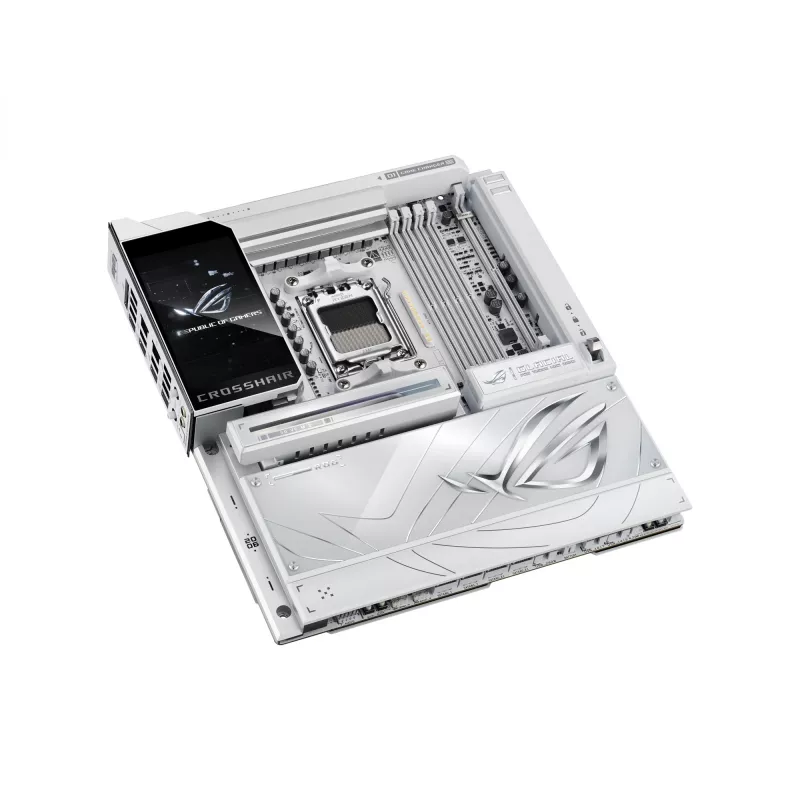 Motininė plokštė ASUS ROG CROSSHAIR X870E GLACIAL — AMD X870E, Socket AM5, E-ATX, DDR5, iki 256 GB, Wi‑Fi 7, 10Gb Ethernet