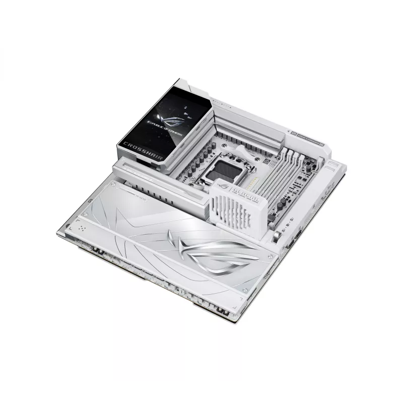 Motininė plokštė ASUS ROG CROSSHAIR X870E GLACIAL — AMD X870E, Socket AM5, E-ATX, DDR5, iki 256 GB, Wi‑Fi 7, 10Gb Ethernet