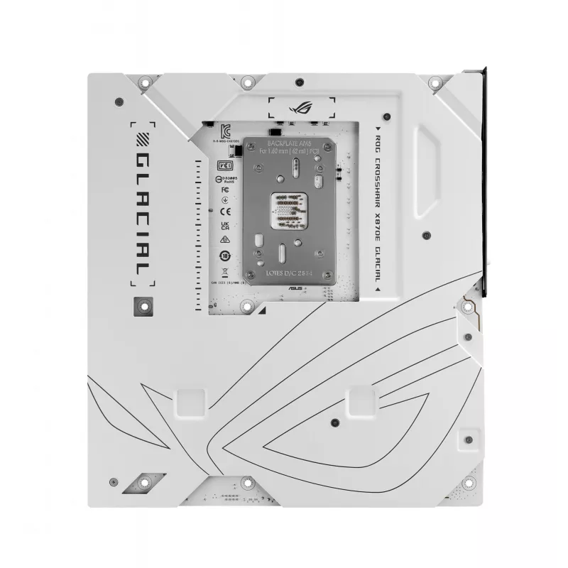Motininė plokštė ASUS ROG CROSSHAIR X870E GLACIAL — AMD X870E, Socket AM5, E-ATX, DDR5, iki 256 GB, Wi‑Fi 7, 10Gb Ethernet