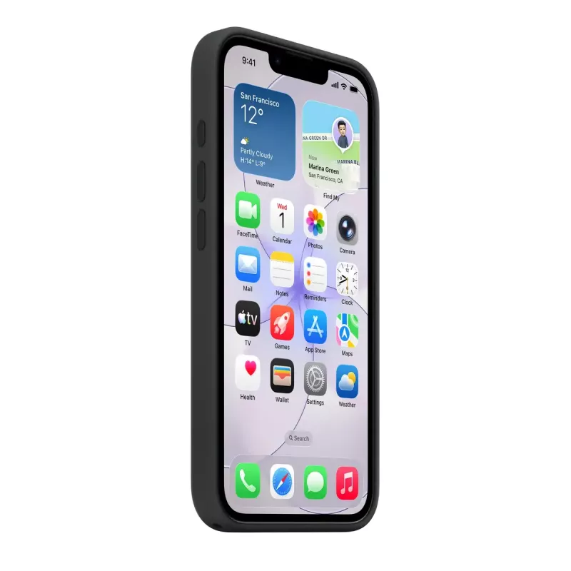 Silikoninis dėklas su MagSafe, skirtas Apple iPhone 17e — juodas, silikonas ir mikro pluoštas, 6,1 colio