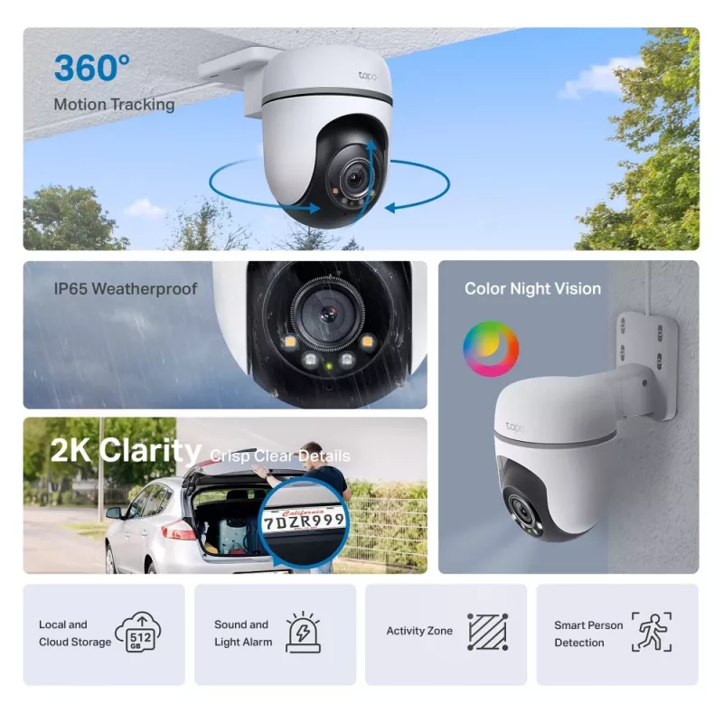 TP-Link Tapo TC41 V2 Sferinė IP apsaugos kamera Vidaus ir lauko 2304 x 1296 pikseliai Luboms/Sienai/Stulpui