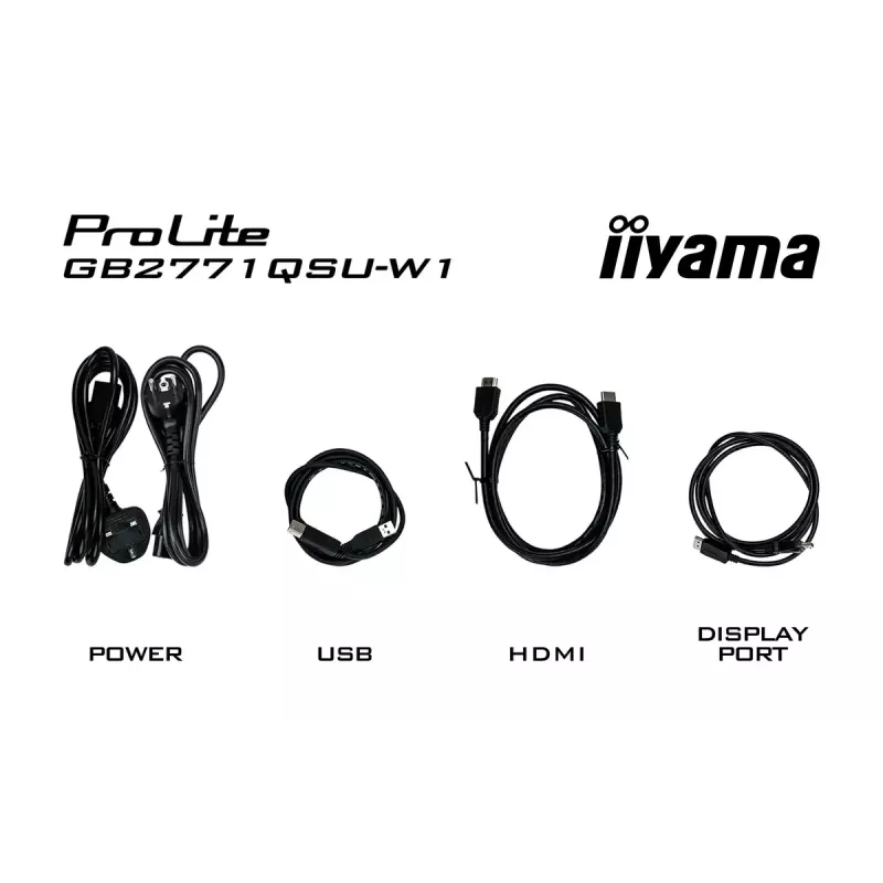 27 colių iiyama G-MASTER GB2771QSU-W1 monitorius, 2560×1440 WQHD, Fast IPS, 2 ms, USB 3.2 šakotuvas, garsiakalbiai, VESA, reguliuojamas aukštis (baltas)