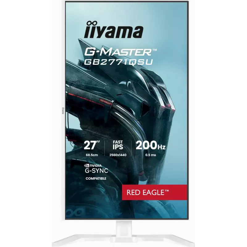 27 colių iiyama G-MASTER GB2771QSU-W1 monitorius, 2560×1440 WQHD, Fast IPS, 2 ms, USB 3.2 šakotuvas, garsiakalbiai, VESA, reguliuojamas aukštis (baltas)