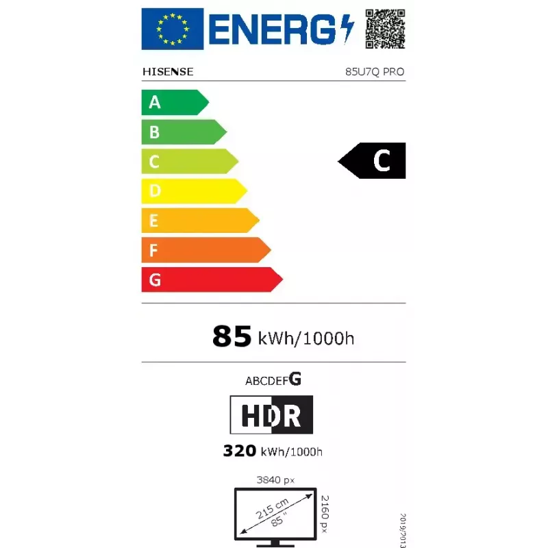 Hisense U7Q PRO 85U7Q PRO 2,16 m (85 colių) 4K Ultra HD išmanusis televizorius Wi-Fi juodas 500 cd/m²