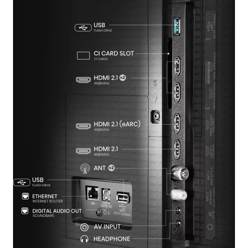 Hisense U7Q PRO 85U7Q PRO 2,16 m (85 colių) 4K Ultra HD išmanusis televizorius Wi-Fi juodas 500 cd/m²