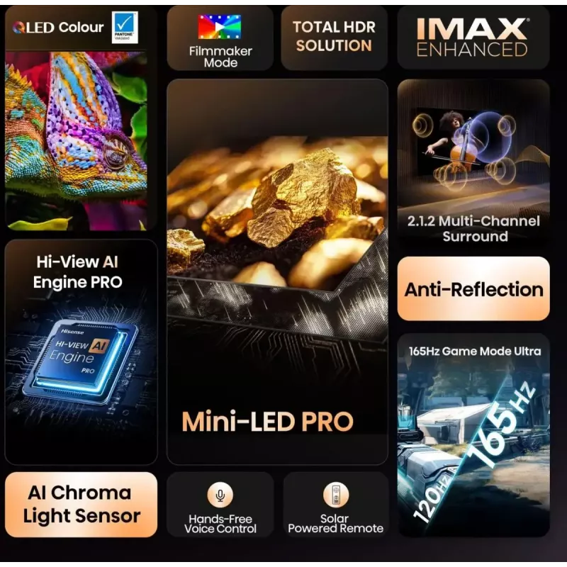 Hisense U7Q PRO 85U7Q PRO 2,16 m (85 colių) 4K Ultra HD išmanusis televizorius Wi-Fi juodas 500 cd/m²