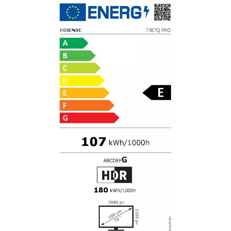 TV Hisense E7Q PRO 75E7Q PRO 75 colių (190,5 cm) QLED Pro 4K Ultra HD išmanusis televizorius, Direct-LED, 385 cd/m², VIDAA, juodas