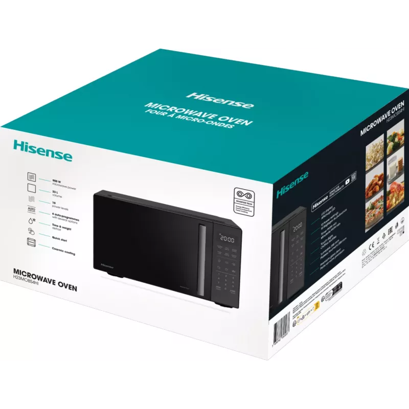 Hisense H23MOBS4HI Juoda Solo mikrobangų krosnelė Pastatoma 23 L 900 W