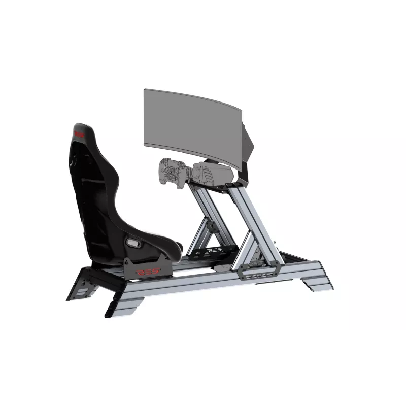 Res-Tech SMART COCKPIT + GT SEAT (BUNDLE), lenktynių simuliatoriaus kabina, Juoda, Pilka, Akrilnitrilo butadieno stirenas (ABS), Aliuminis, 52 kg, Italija