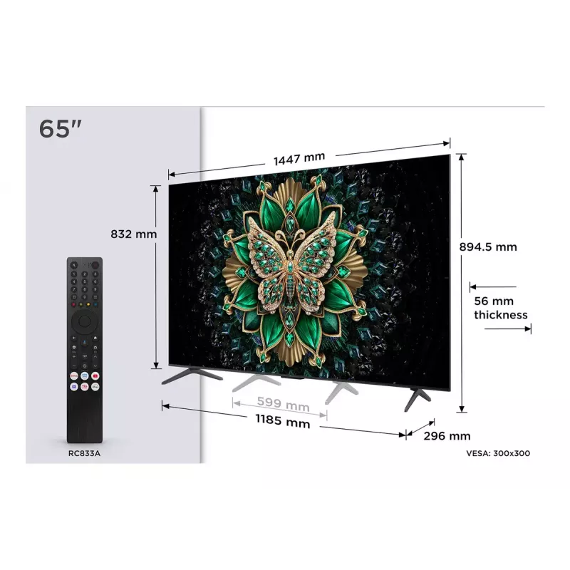 TCL C6K 65C6K televizorius 165,1 cm (65 col.) 4K Ultra HD išmanusis televizorius Wi-Fi Metalinis