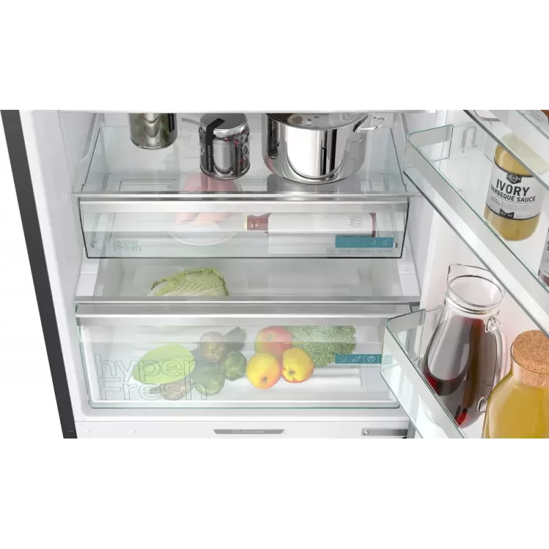 Siemens iQ500 KG49N4XAF šaldytuvas-šaldiklis Pastatomas 440 L Juoda