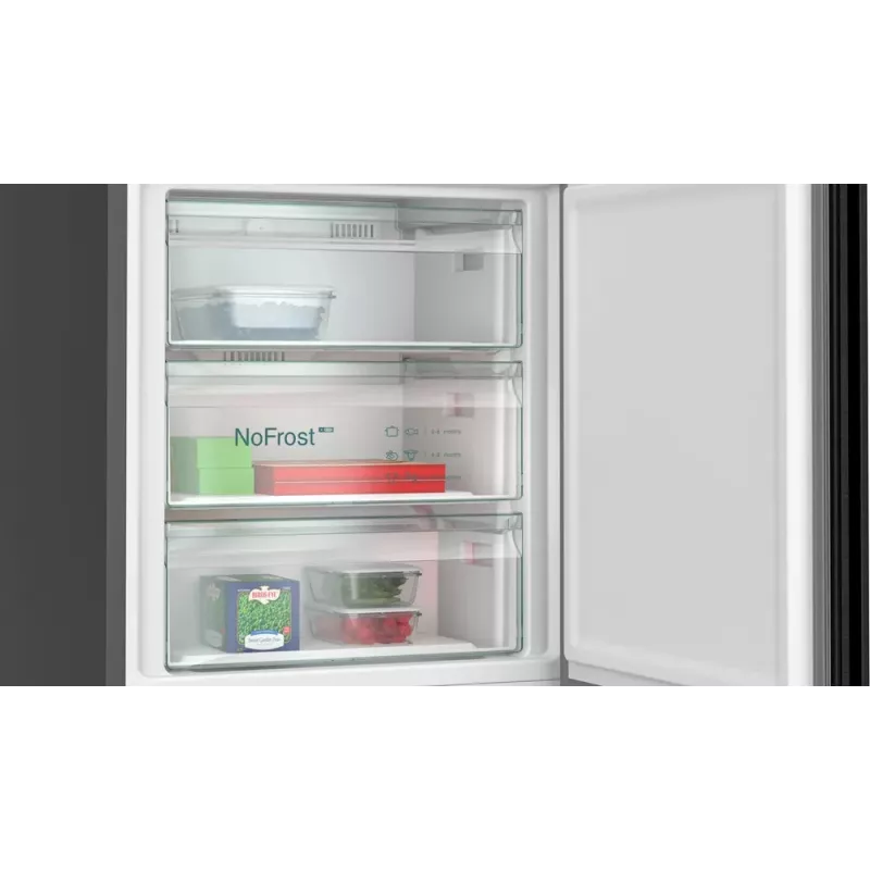 Siemens iQ500 KG49N4XAF šaldytuvas-šaldiklis Pastatomas 440 L Juoda
