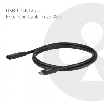 USB-C 40 Gbps ilginimo kabelis 1 m — club 3d, USB C į USB C, juodas